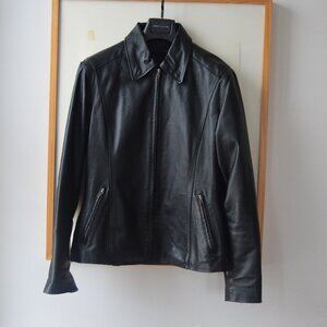 Vintage 1990s 2000s Fitted Soft Genuine Leather Black Leather Jacket